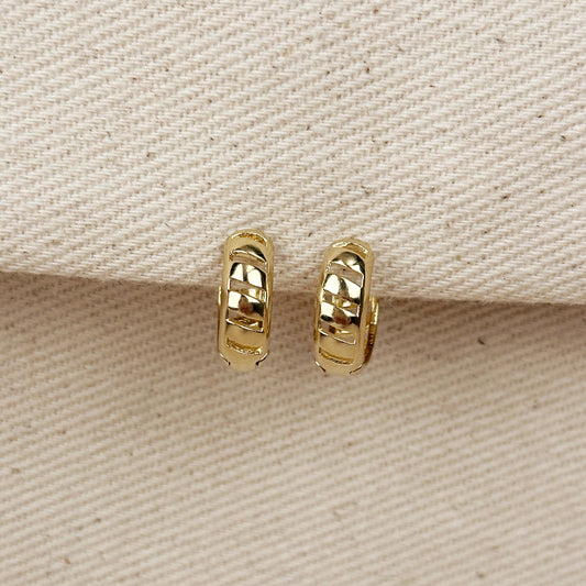 18k Gold Filled Ribbon Huggies Hoop Earrings