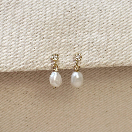 18k Gold Filled Fresh Water Baroque Pearl Dangling Earrings