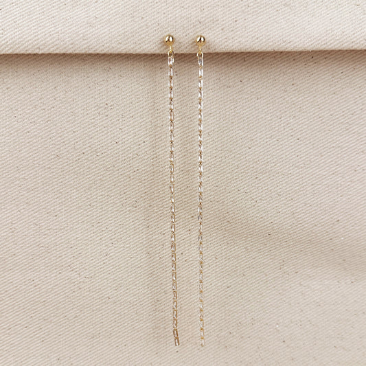 18k Gold Filled Baguette Chain Drop Earrings