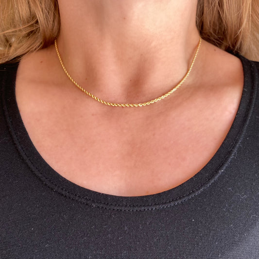 18k Solid Gold 1.8mm Rope Chain