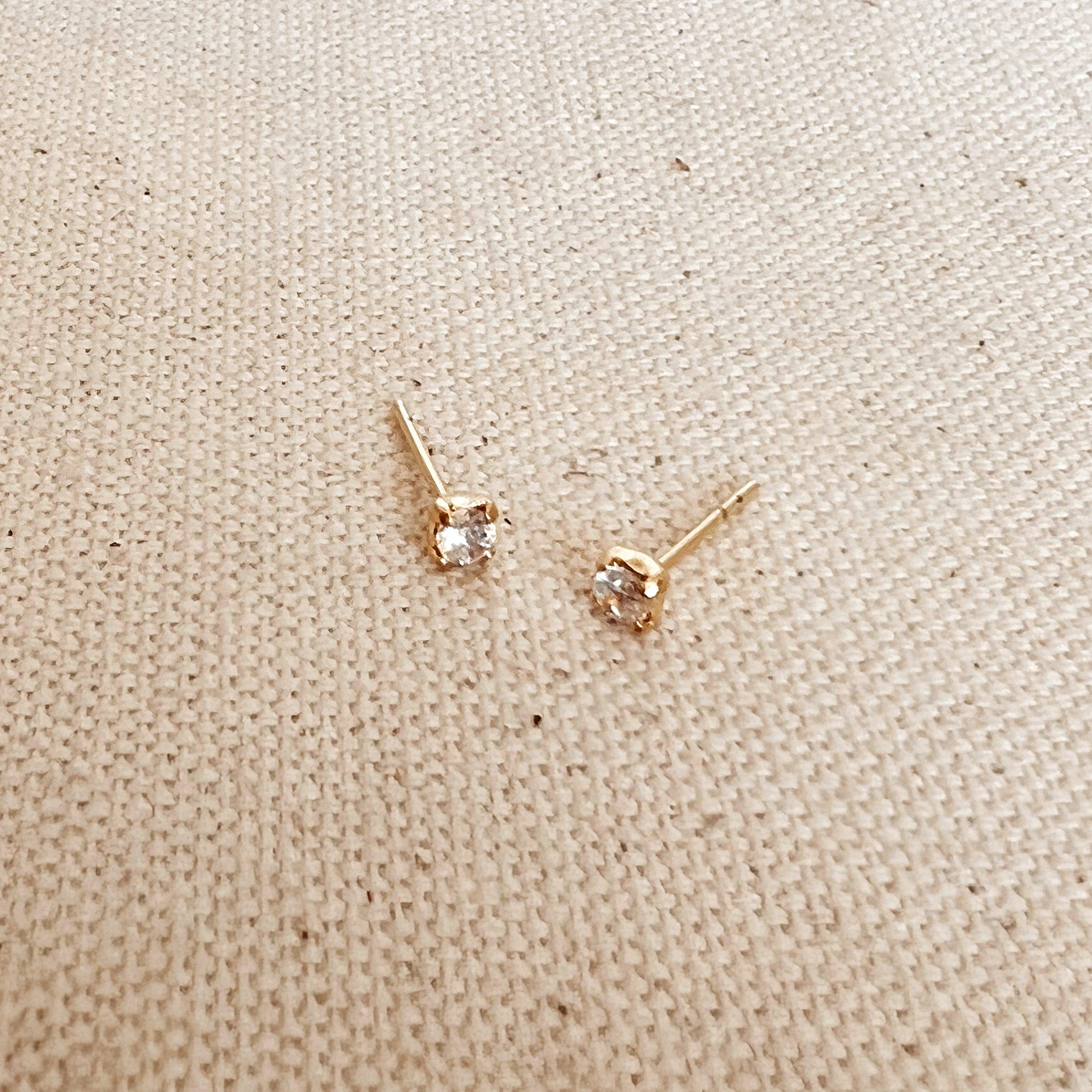  Gold Filled Zircon Diamond Stud Earrings - Small CZ
