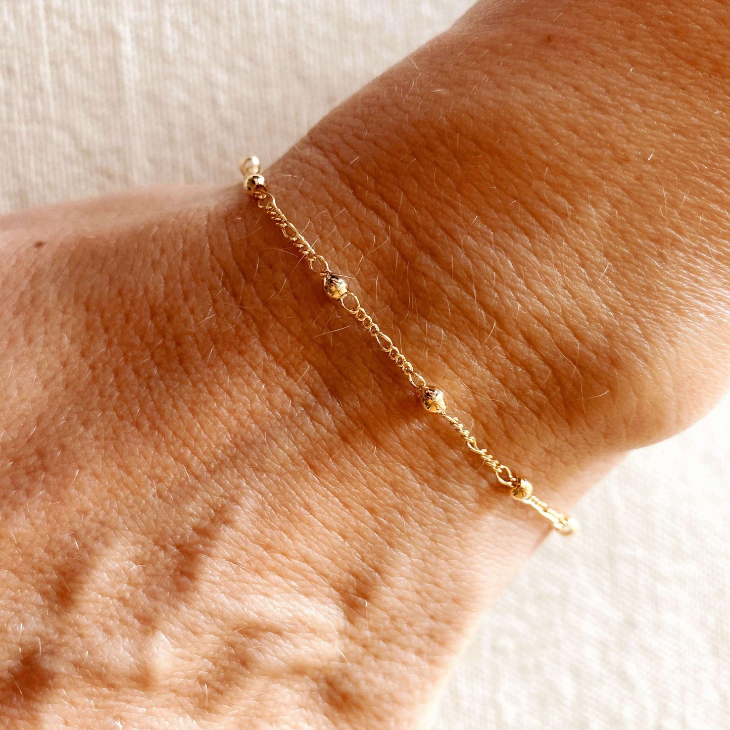 GoldFi 18k Gold Filled Beaded Bracelet with Cross Charm