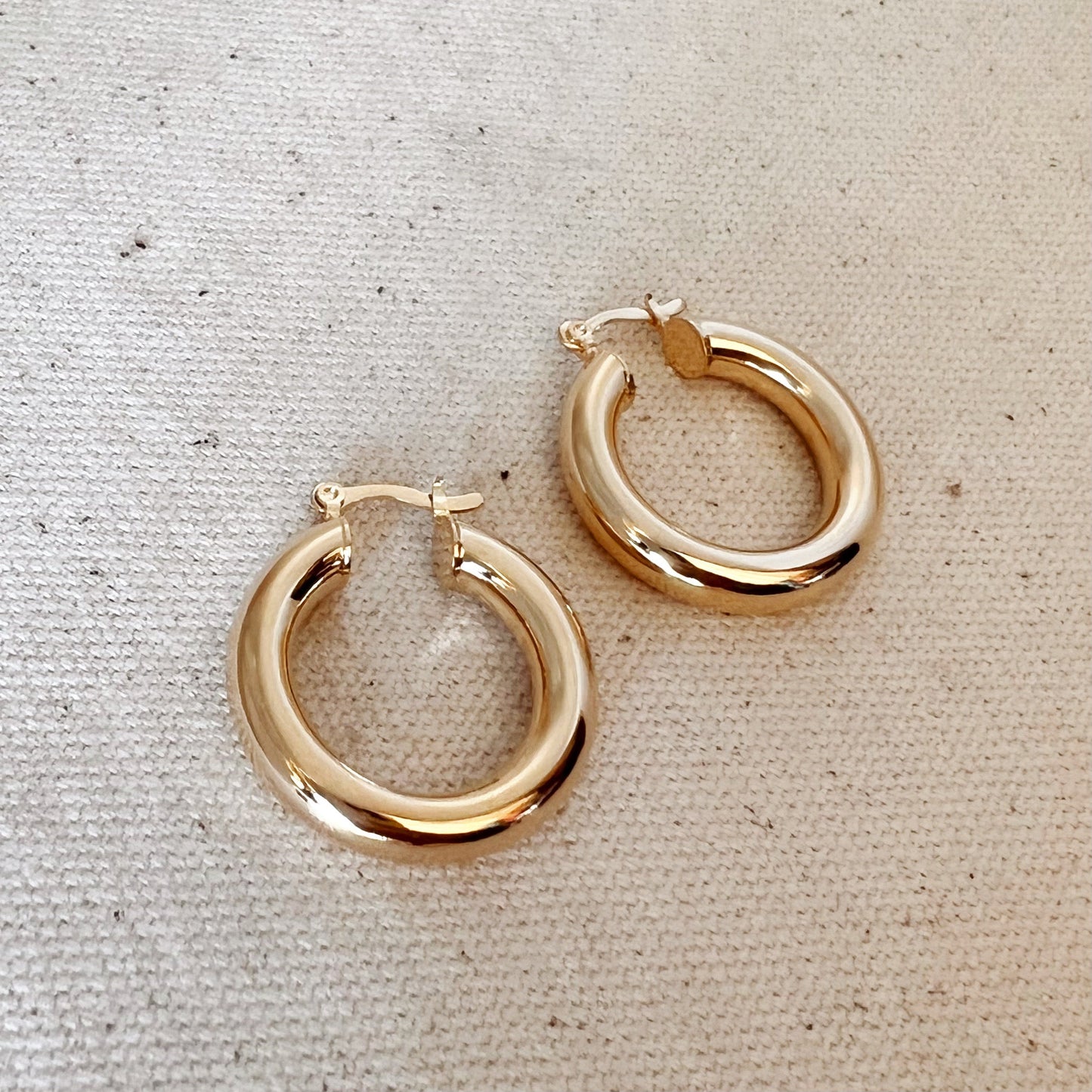 GoldFi 18k Gold Filled Classic 25mm Tube Hoop Earrings