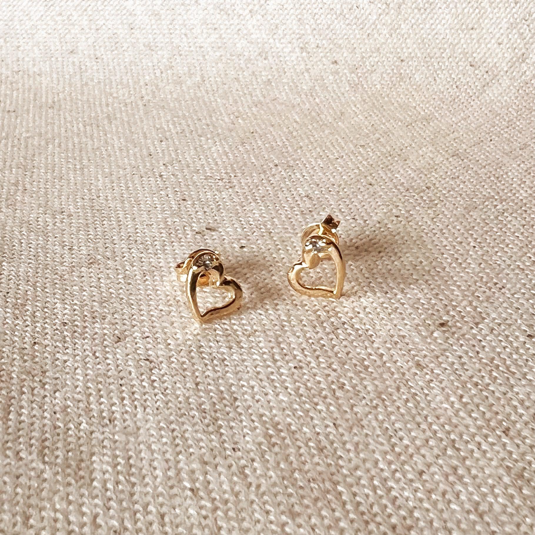 GoldFi 18k Gold Filled Dainty Heart Studs Earrings