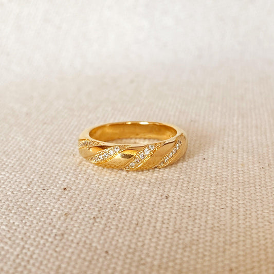 GoldFi 18k Gold Filled Ribbon Band Ring CZ