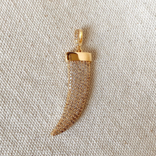 GoldFi Clear Cubic Zirconia Tusk Pendant Made of 18k Gold Filled