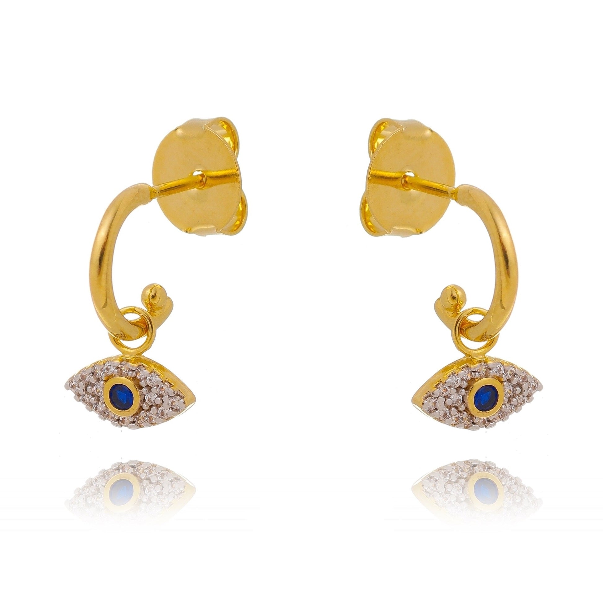 GoldFi Dainty 18k Gold Filled Evil Eye Small Hoop Earrings