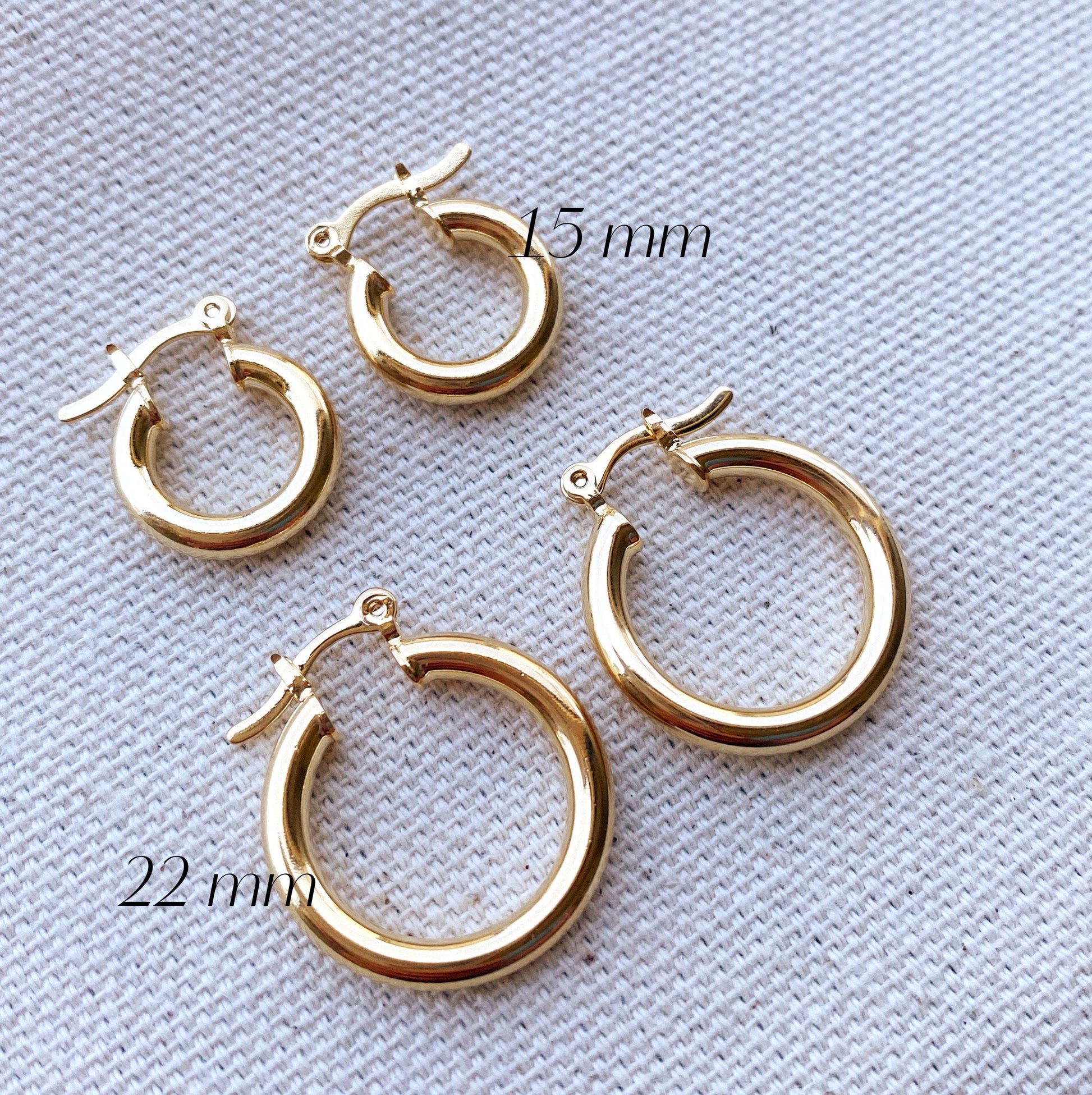 GoldFi Very Light 18k Gold Filled Medium Thick Selena Hoop Earrings