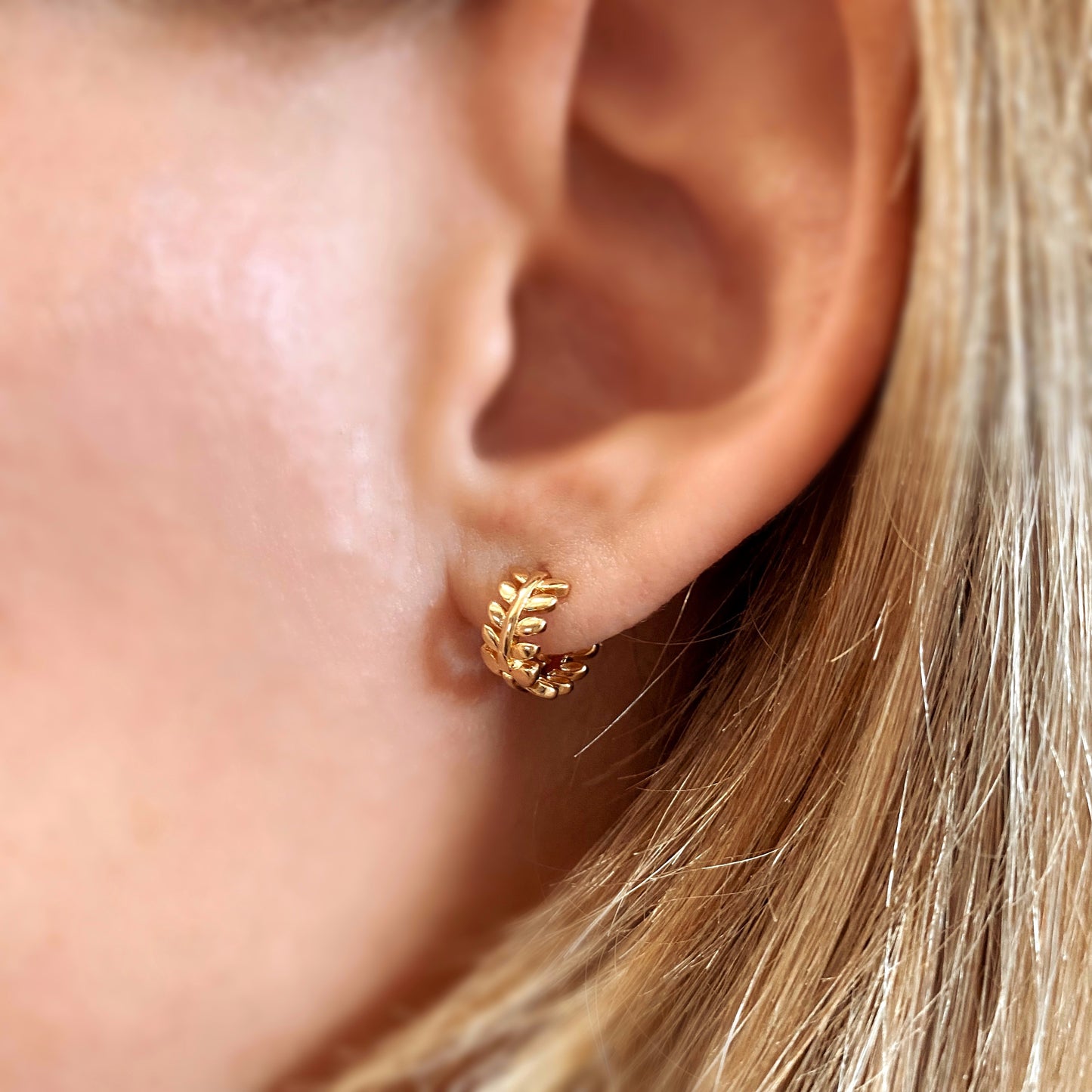 GoldFi 18k Gold Filled Leaf Clicker Hoop Earrings