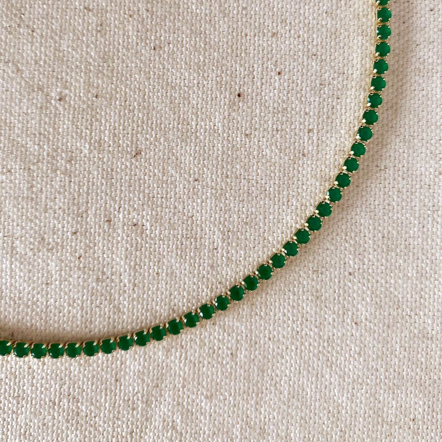 18k Gold Filled 3mm Cubic Zirconia Emerald Necklace