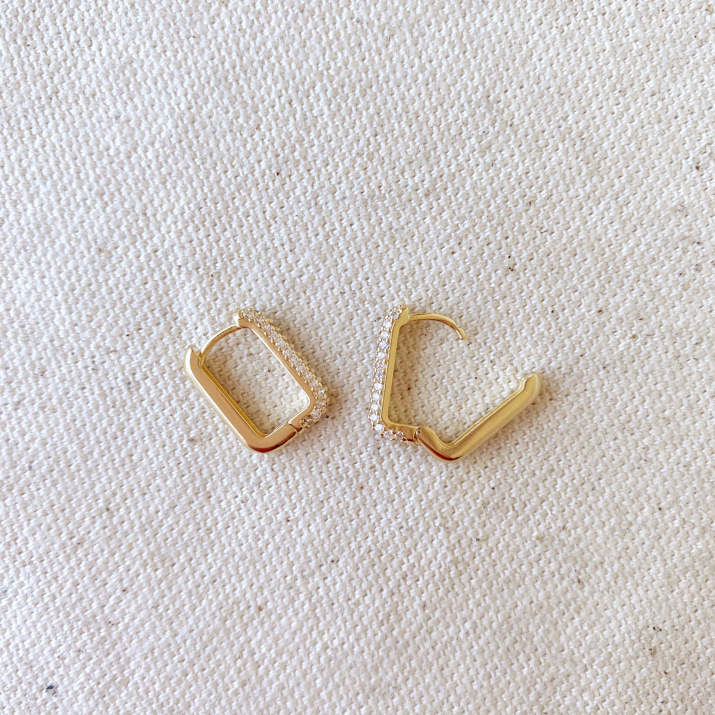 18k Gold Filled Rectangular Clicker Hoop Earrings