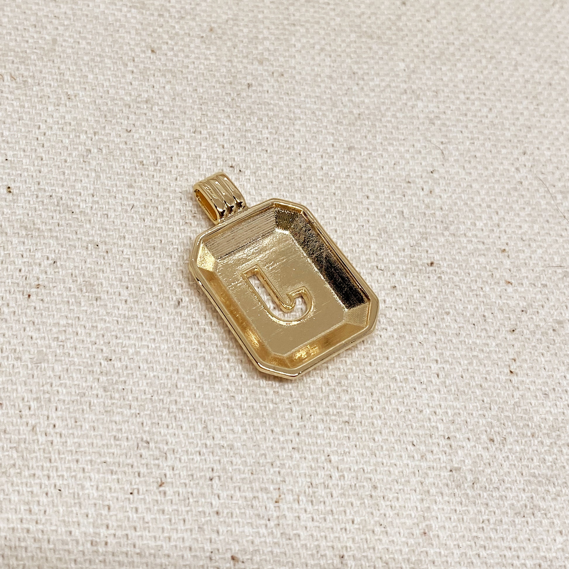 GoldFi 18k Gold Filled Initial Plate Pendant Letter J