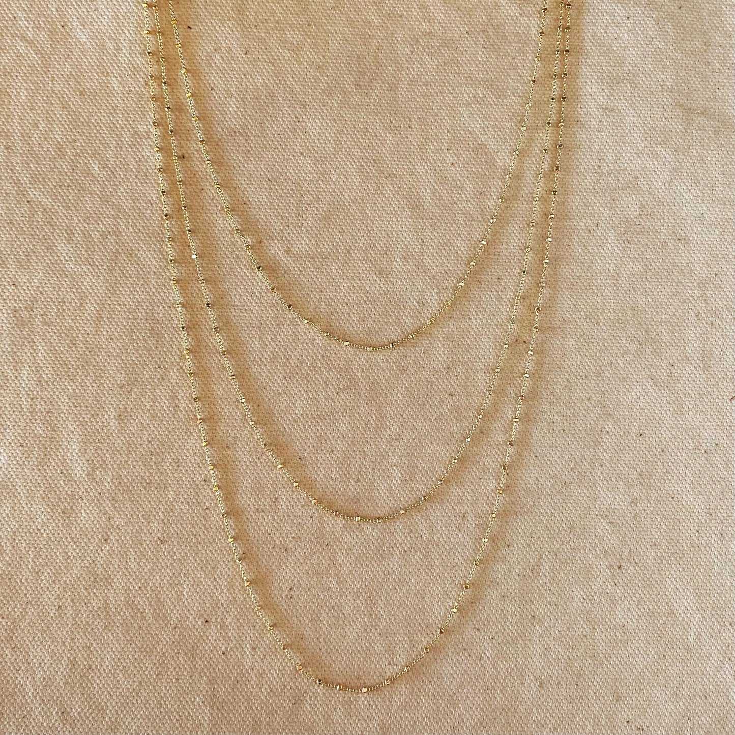 18k Gold Filled 1mm Spaced Beaded Chain