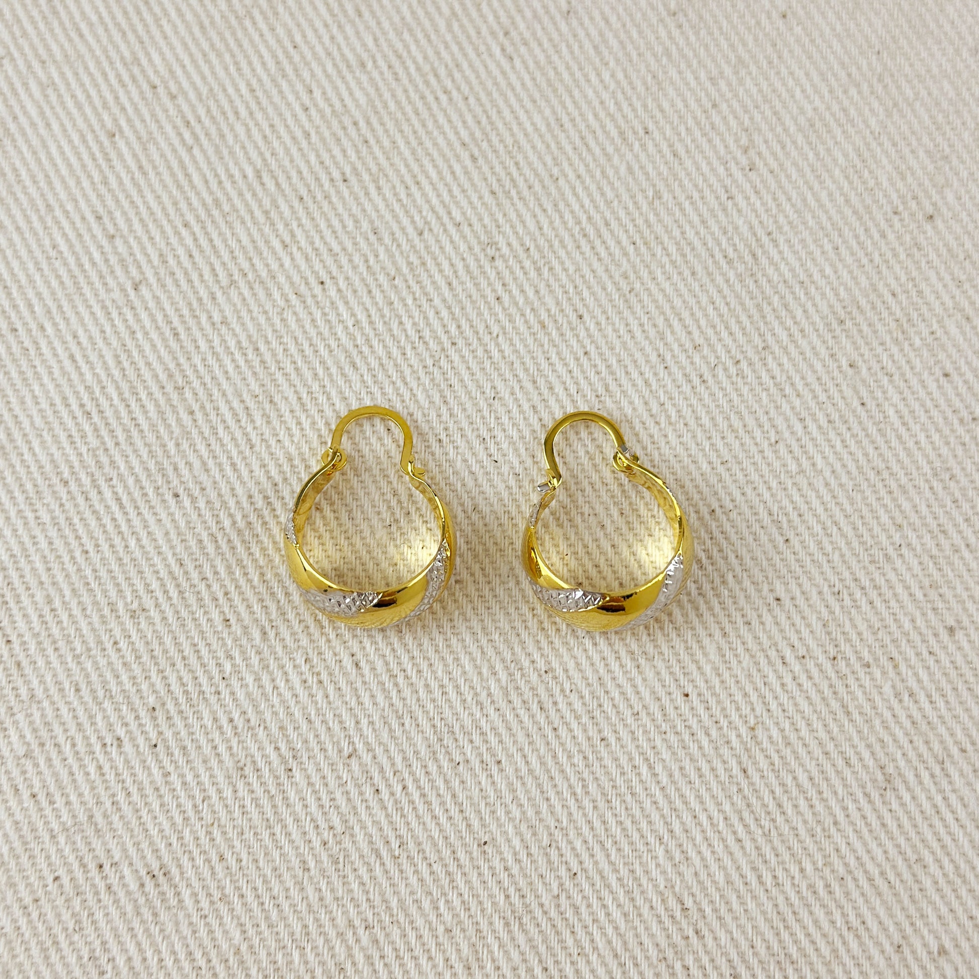 15mm Mixed Metal Ribbon Hoop Earrings