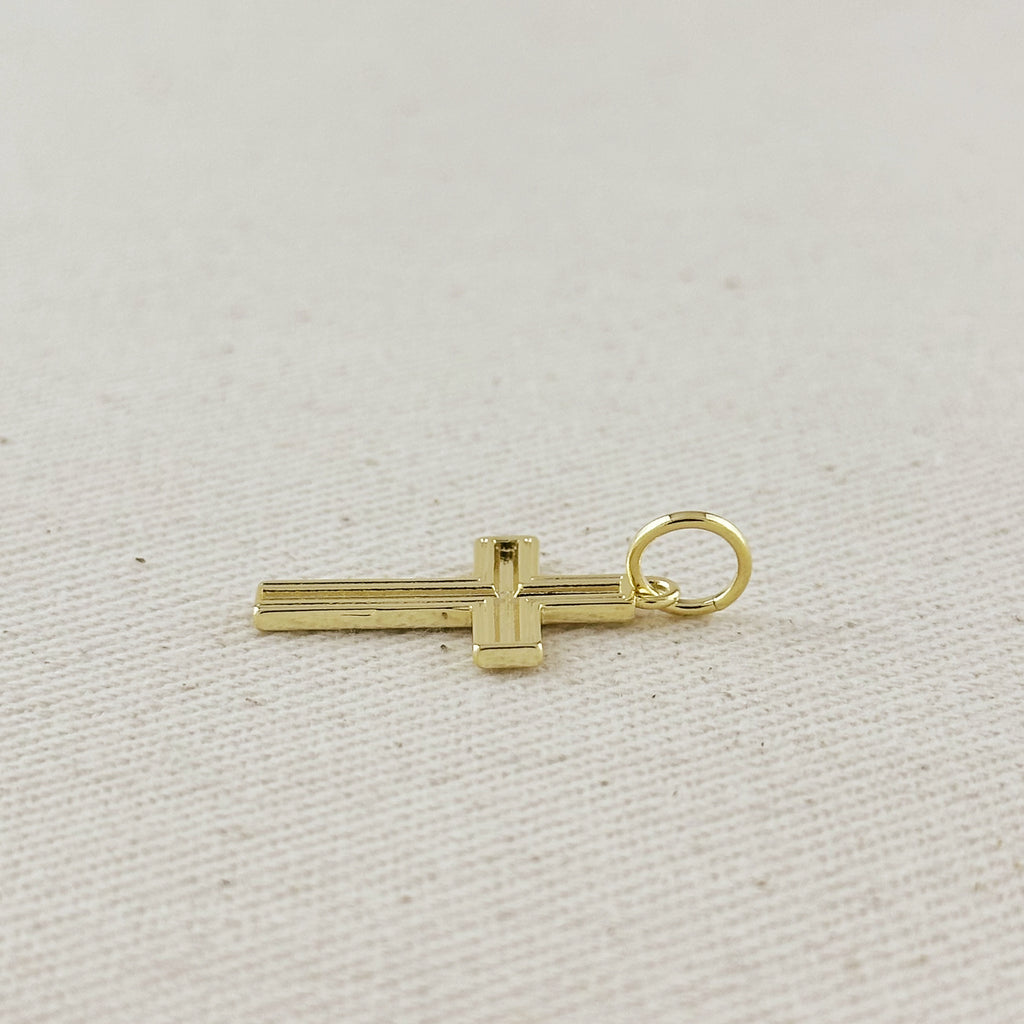 18k Gold Filled Textured Cross Charm