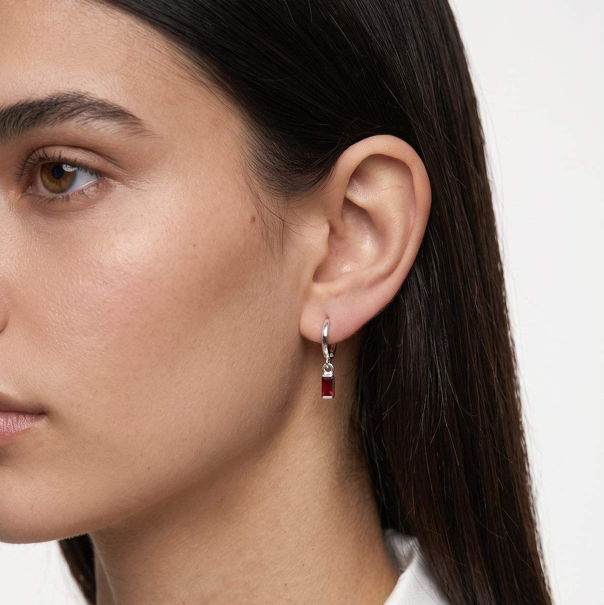 Silver Filled Baguette Birthstone Earrings