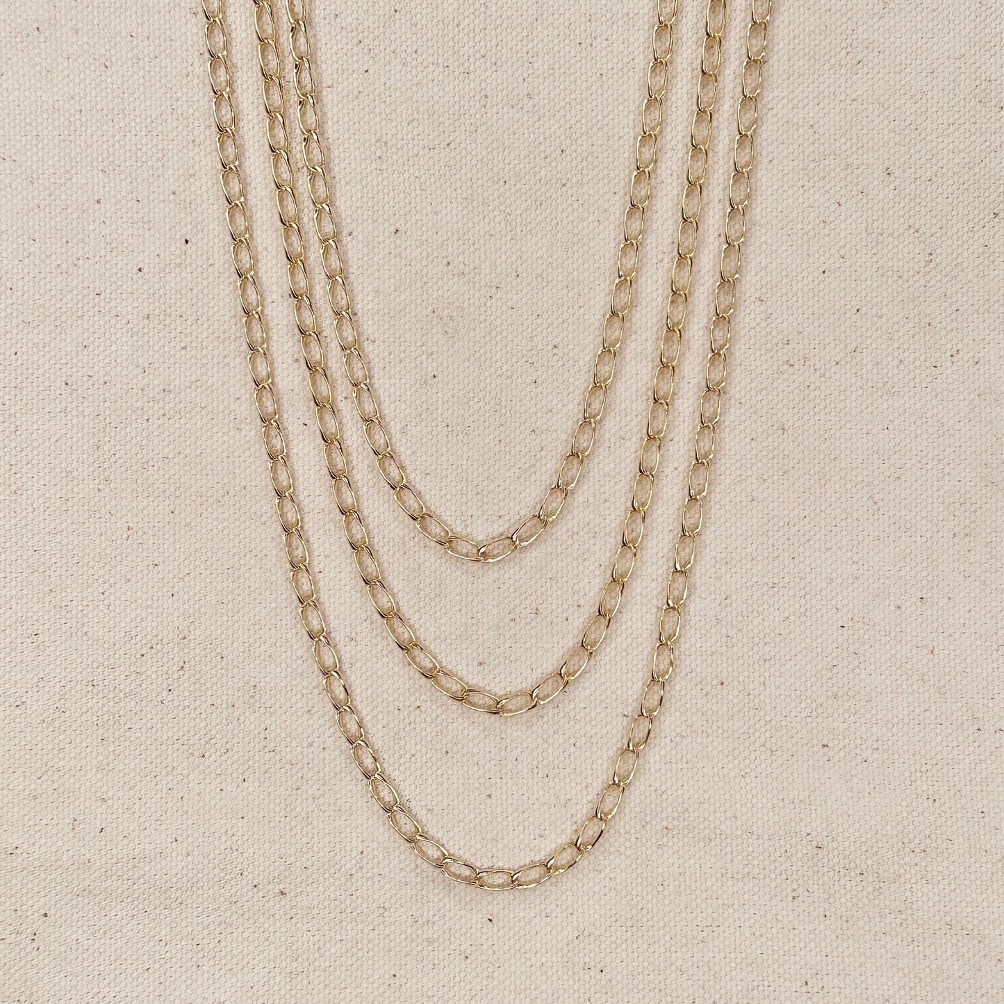 18k gold-filled chain necklace in three different sizes 16", 18" and 20"