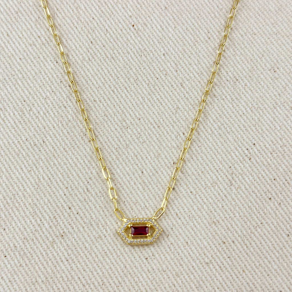 18k Gold Vermeil Fancy Birthstone Baguette Necklace