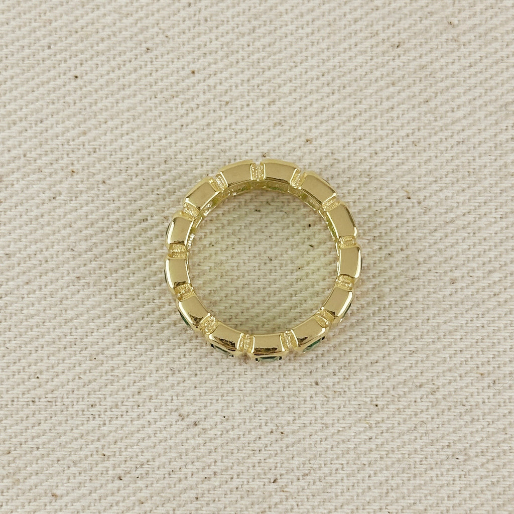 18k Gold Filled Chunky Emerald CZ Eternity Band Ring