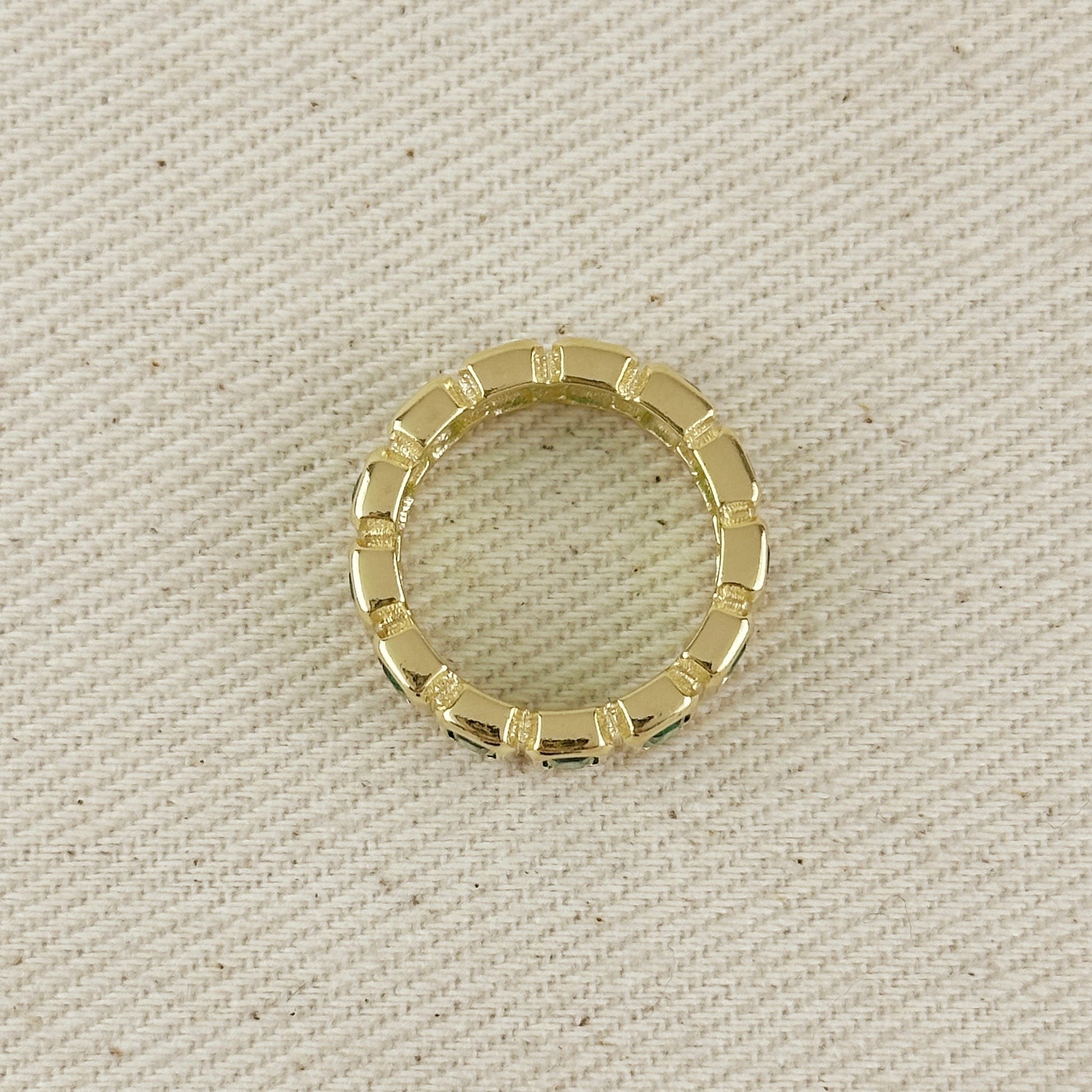 18k Gold Filled Chunky Emerald CZ Eternity Band Ring