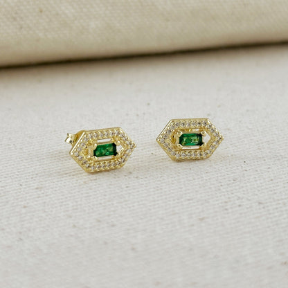 18k Gold Filled Fancy Birthstone Baguette Earrings