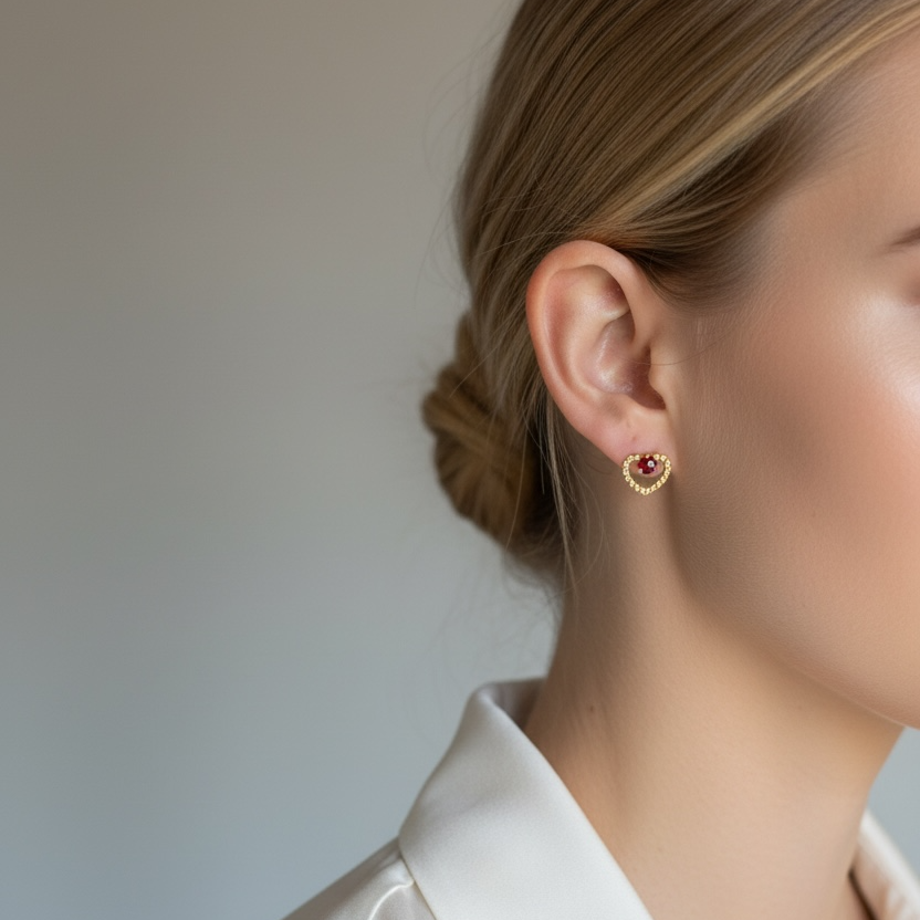 18k Gold Filled Crystal Heart Earrings