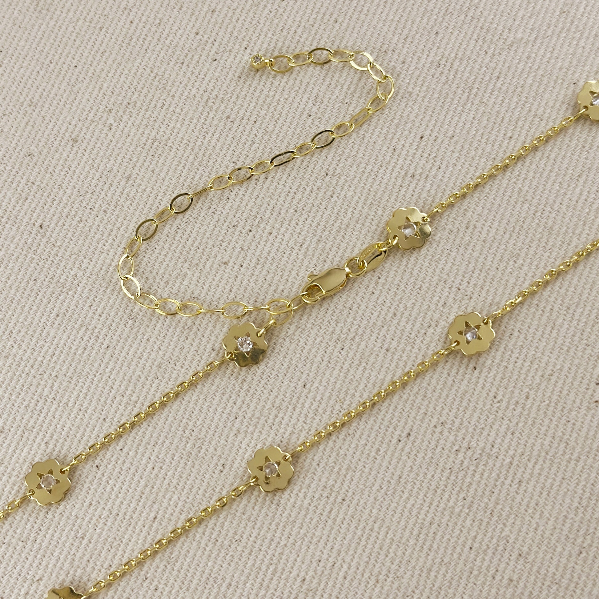 18k Gold Filled Flower CZ Belly Chain