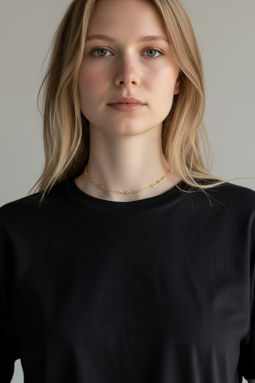 18k Gold Filled Saturn Chain Necklace