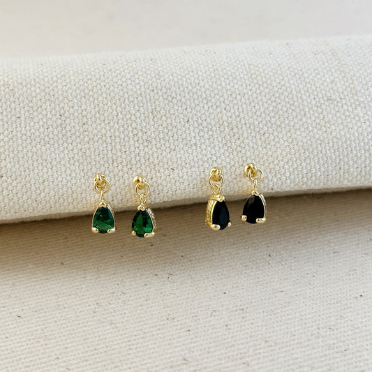 18k Gold Filled Colored CZ Teardrop  Earrings