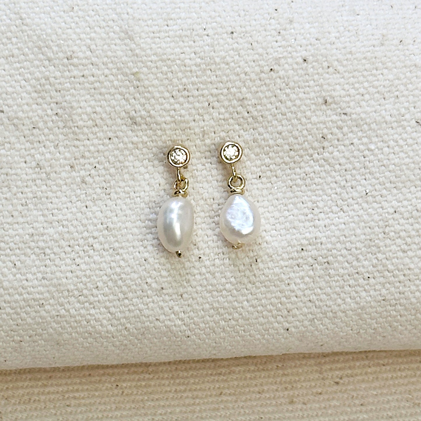 18k Gold Filled Fresh Water Baroque Pearl Dangling Earrings