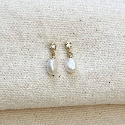 18k Gold Filled Fresh Water Baroque Pearl Dangling Earrings