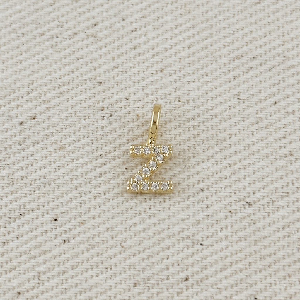 18k Gold filled  Micro CZ Initial Letter Charm
