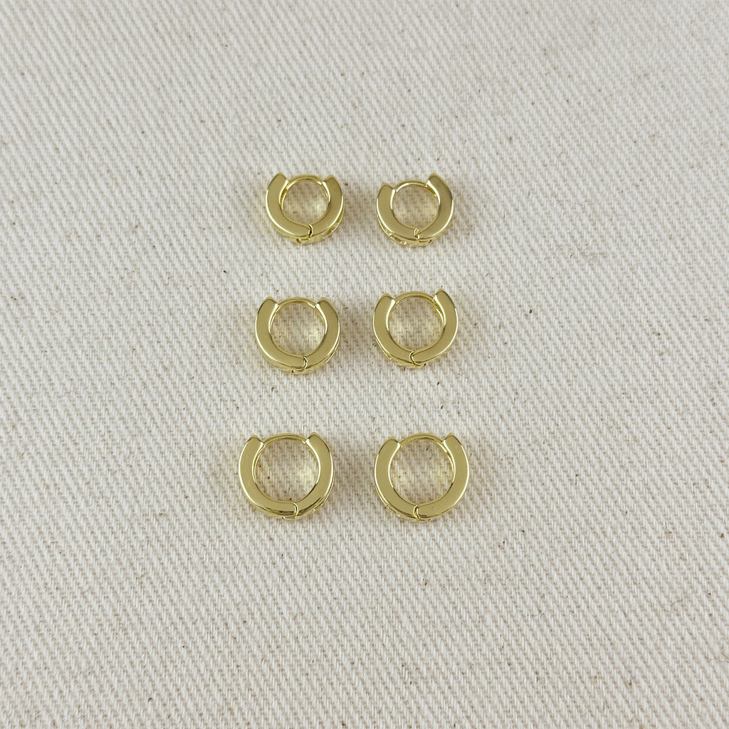 18k Gold Filled CZ Line Clicker Hoop Earrings