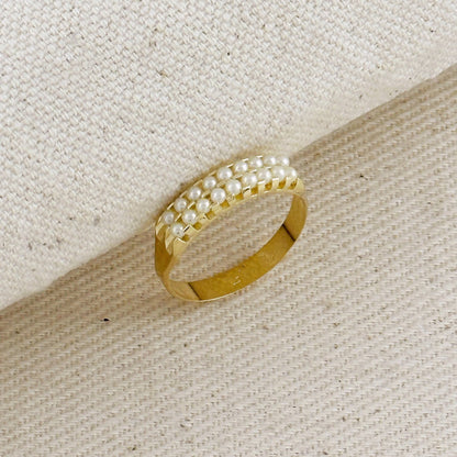 18k Gold Filled Double Pearl Ring