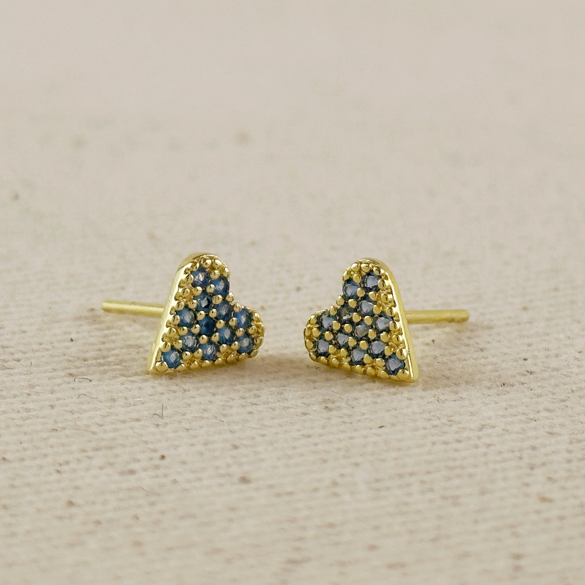 18k Gold Filled Colored CZ Heart Stud Earrings