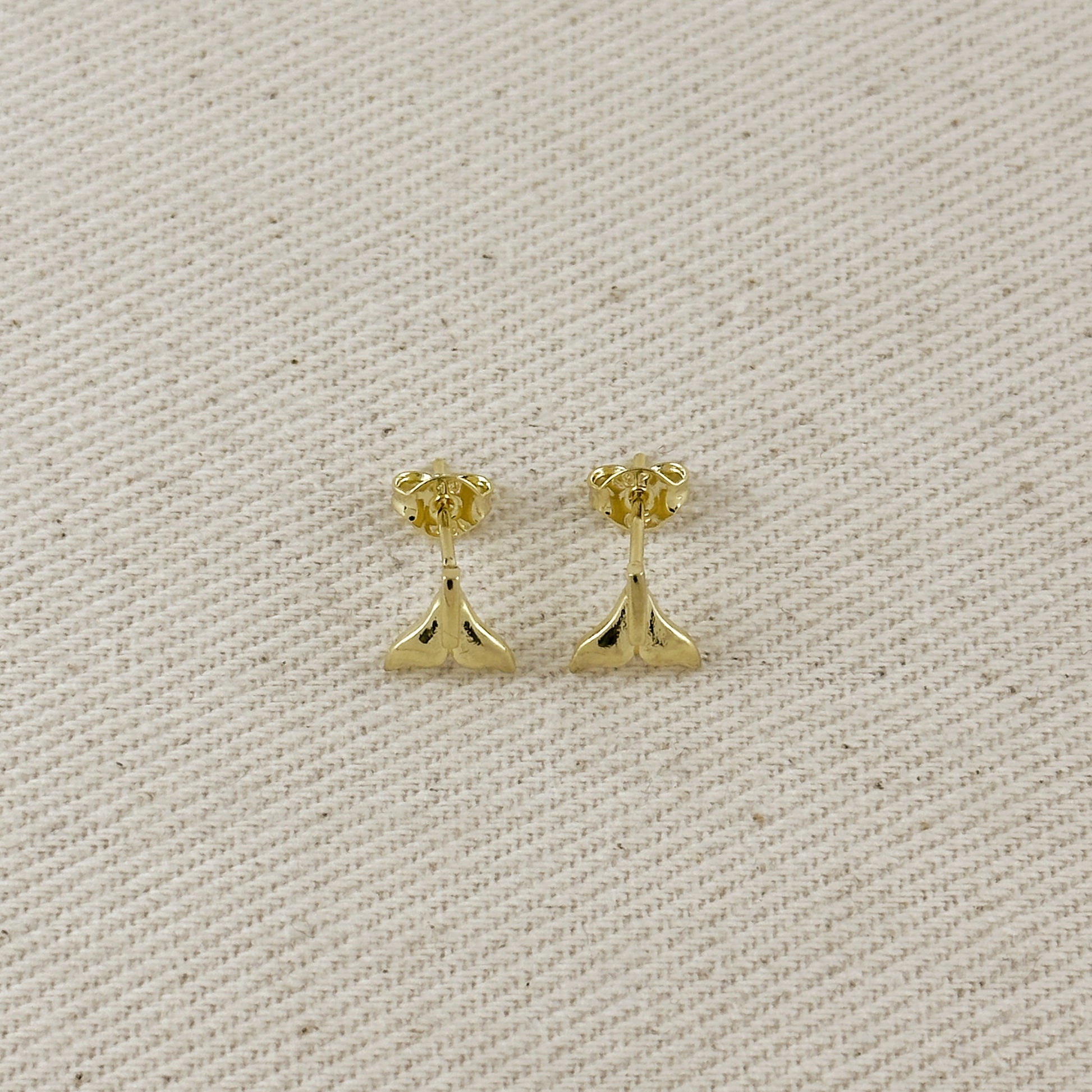 18k Gold Filled Mini Whale Tail Stud Earrings