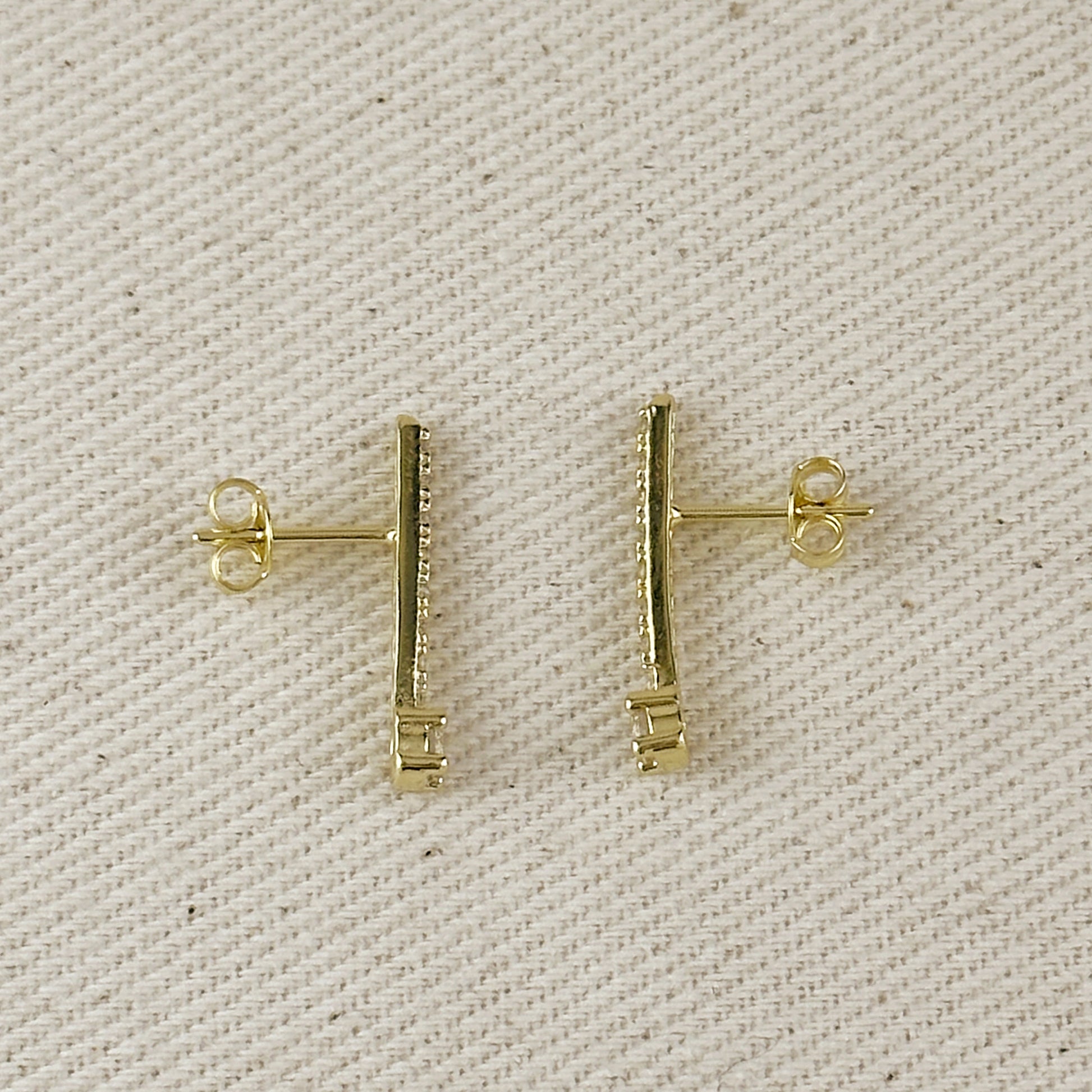18k Gold Filled Vertical CZ Bar Earrings