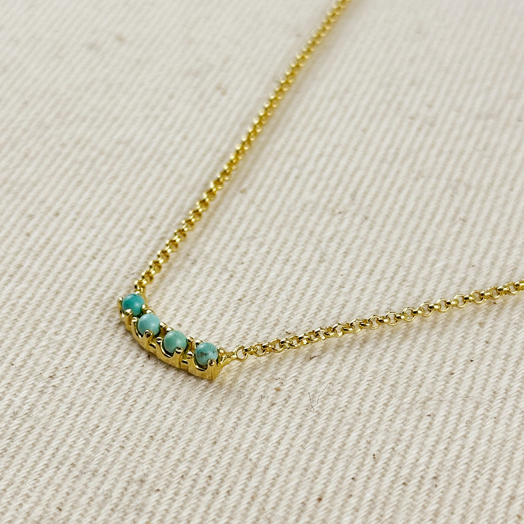 18k Gold Filled Natural Turquoise Bead Necklace