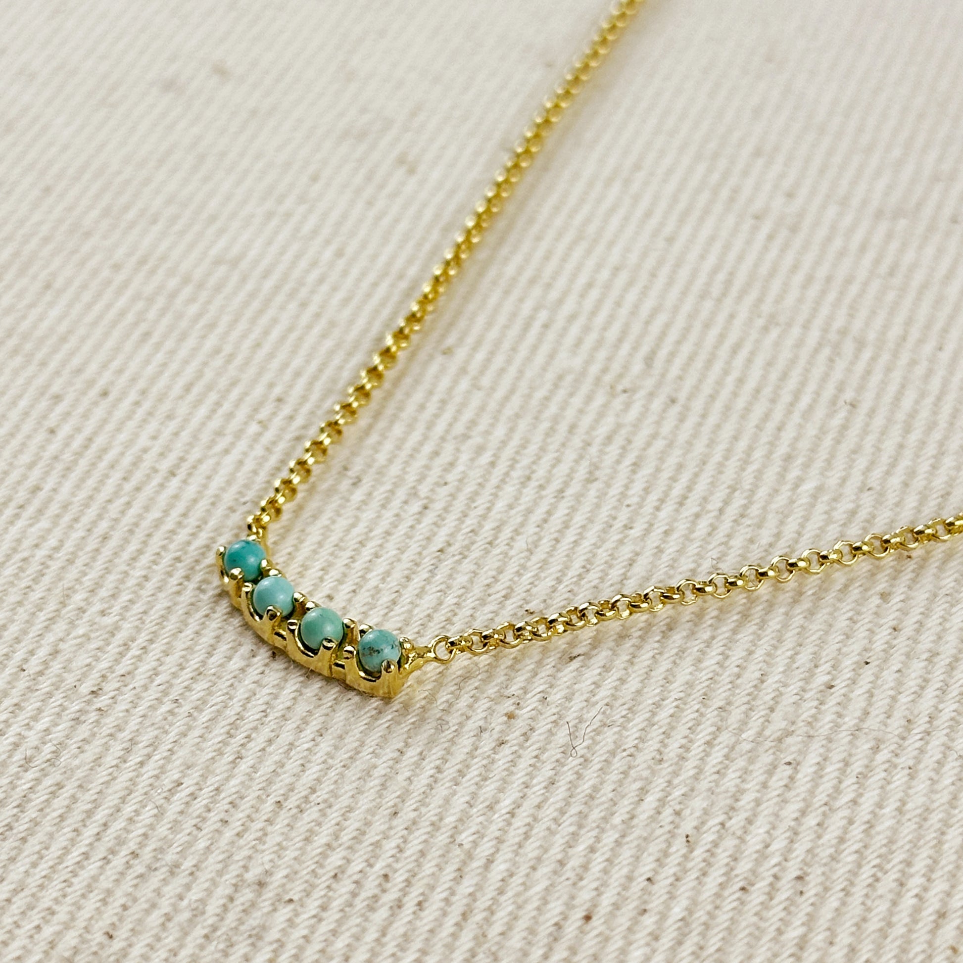 18k Gold Filled Natural Turquoise Bead Necklace