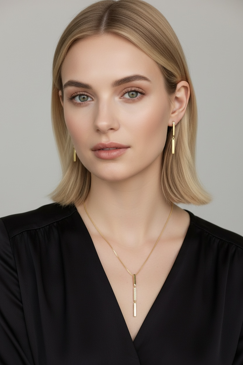 18k Gold Filled Triple Bar Drop Earrings