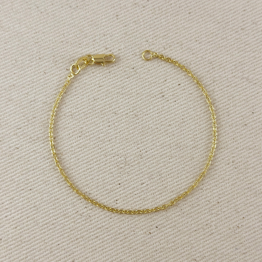 18K Gold Filled 1.8mm Anchor Chain Bracelet