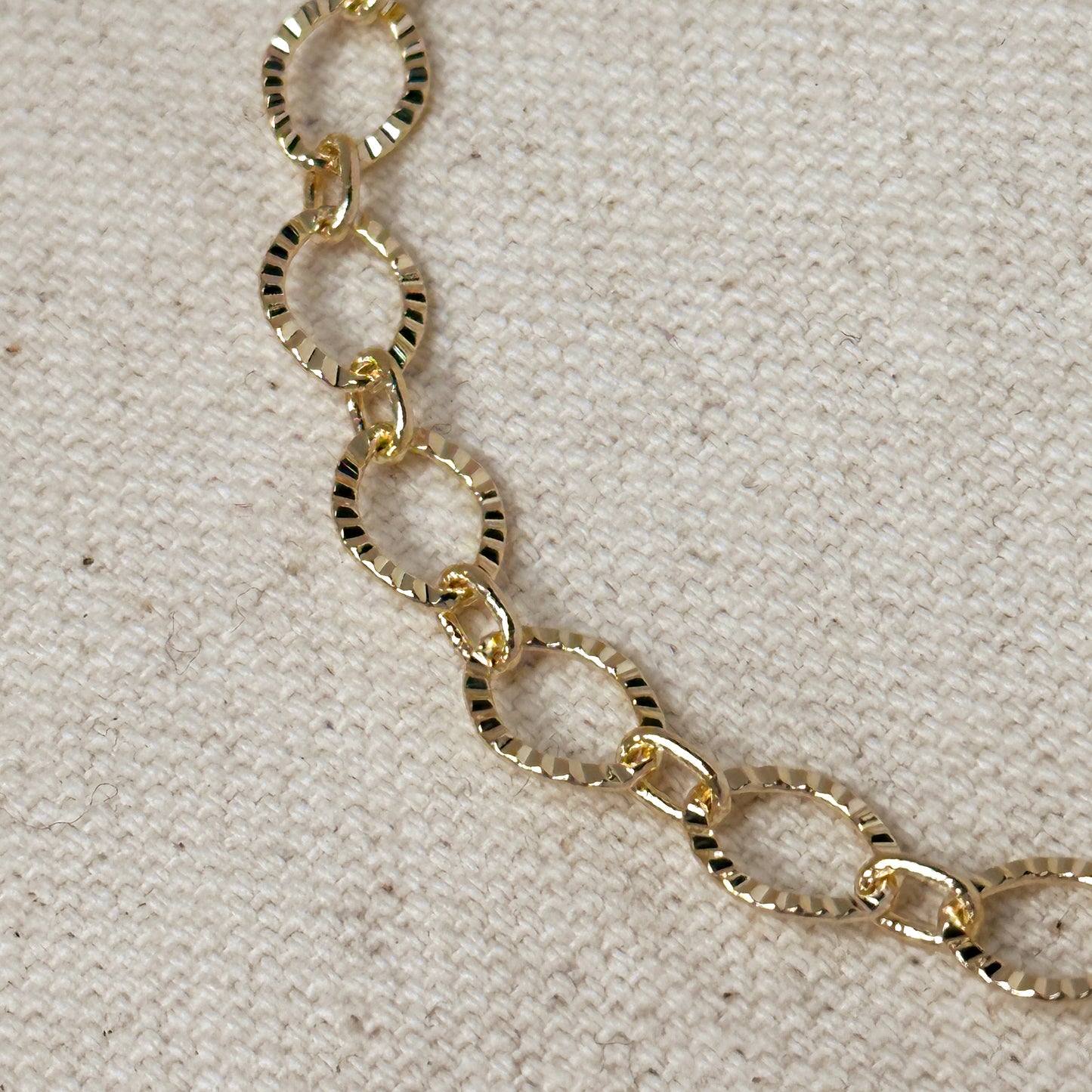 18k Gold Filled Diamond Cut Fancy Chain Bracelet