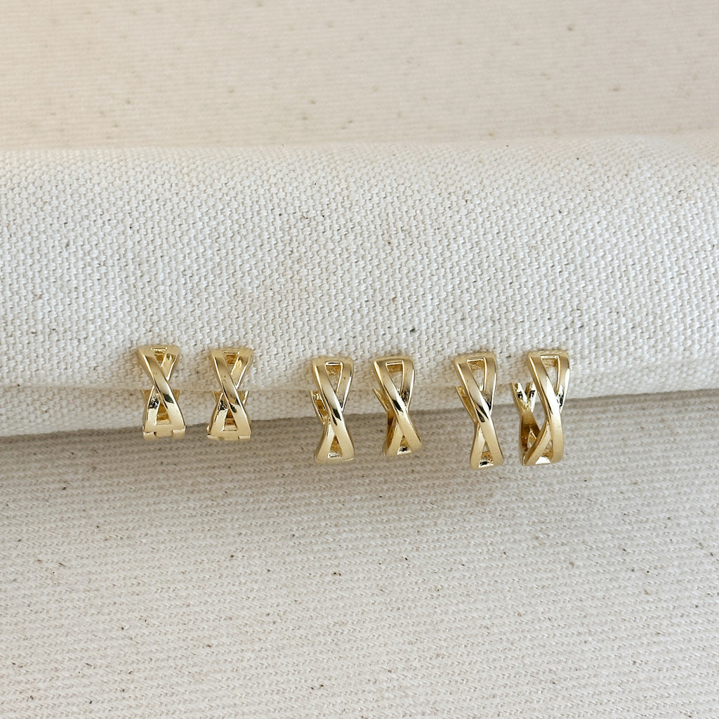 18k Gold Filled X Clicker Hoop Earrings