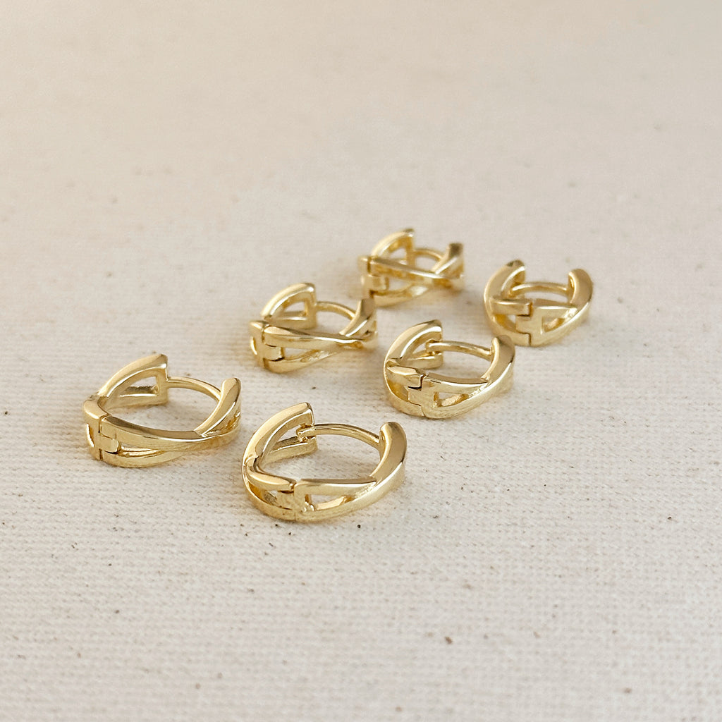 18k Gold Filled X Clicker Hoop Earrings