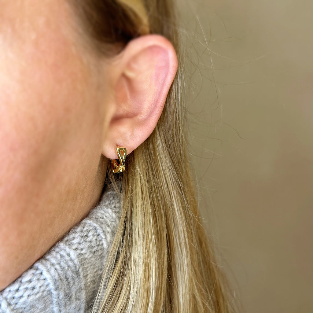 18k Gold Filled X Clicker Hoop Earrings