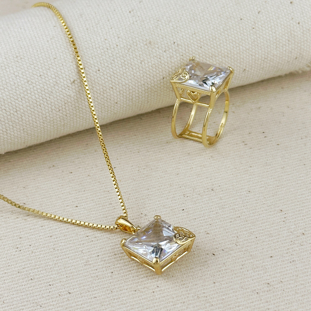 18k Gold Filled Oversized Princess Cut Ring