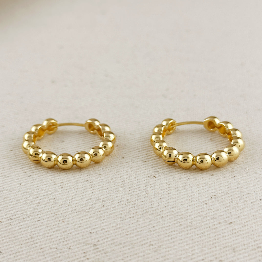18k Gold Filled 28mm Beaded Clicker Hoop Earrings