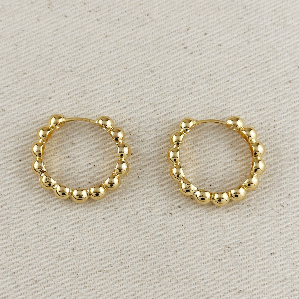 18k Gold Filled 28mm Beaded Clicker Hoop Earrings