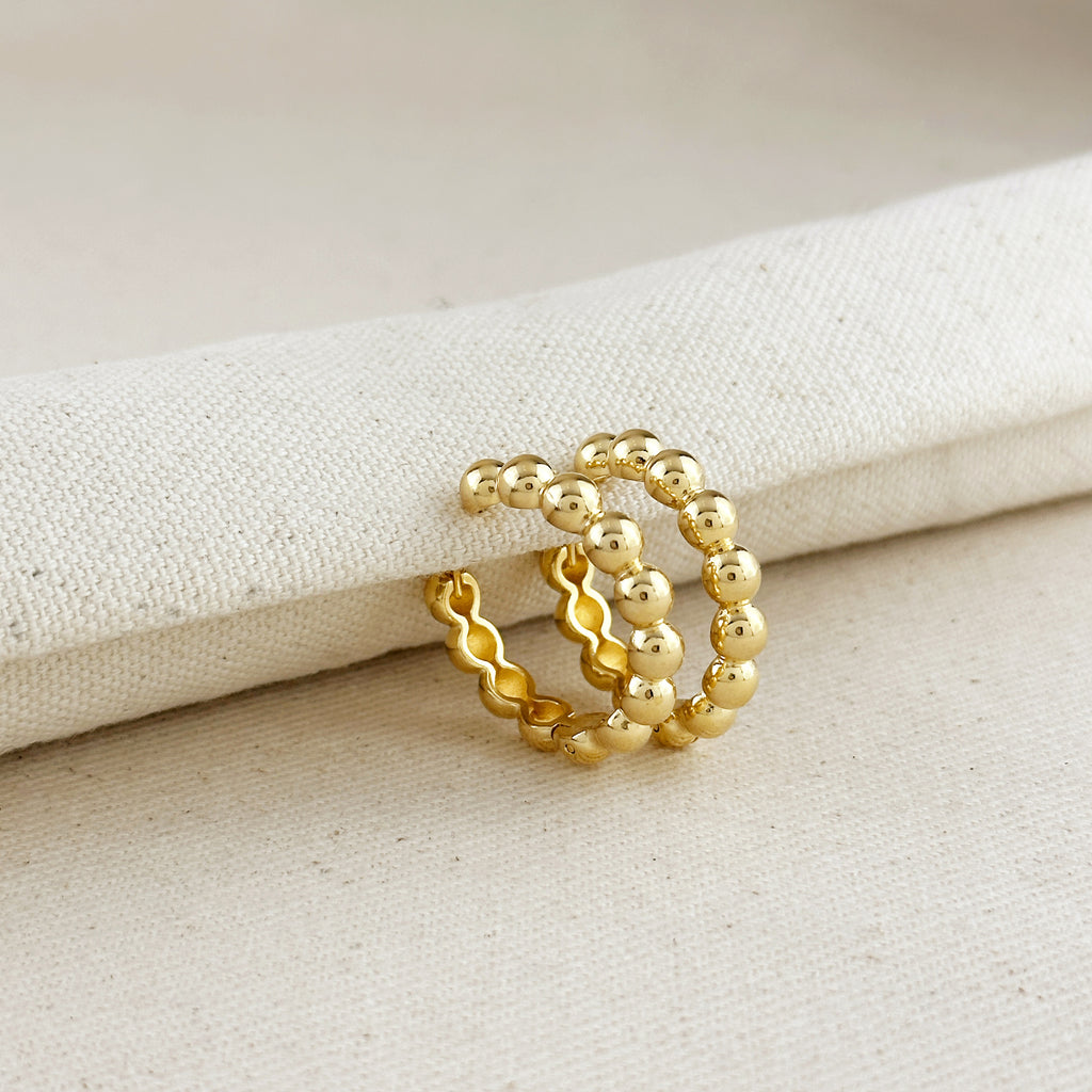 18k Gold Filled 28mm Beaded Clicker Hoop Earrings