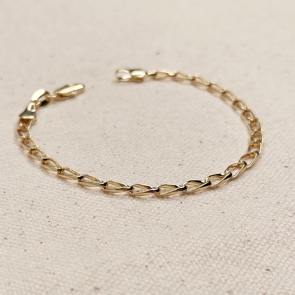 18k Gold Filled Slight Twist Link Bracelet